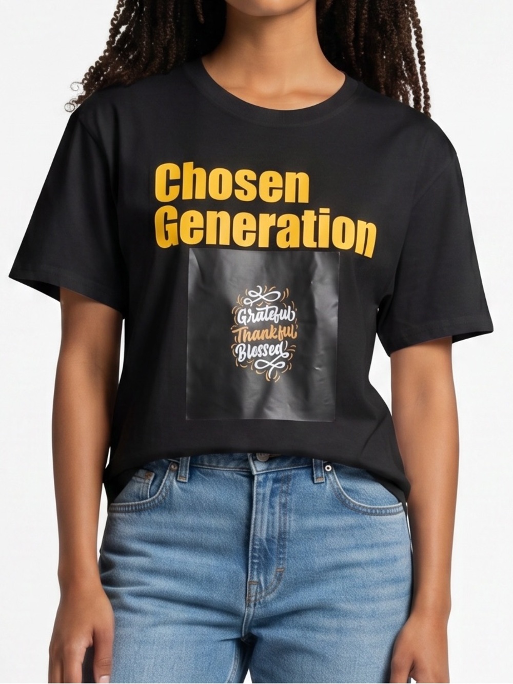 Gildan Black Tee with Yellow Graphic chosen generation - unisex - S-M-L-Xl